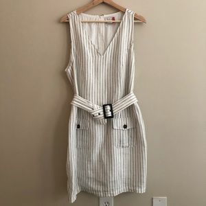 Linen Striped Rachel Zoe Dress - Belted & Pockets!